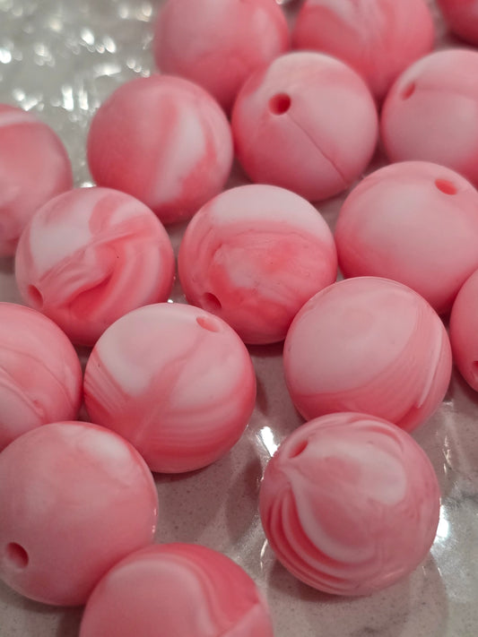 15mm Silicon swirl pink white