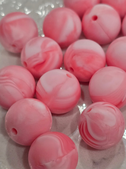 15mm Silicon swirl pink white
