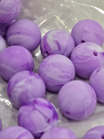 15mm Silicon swirl purple white