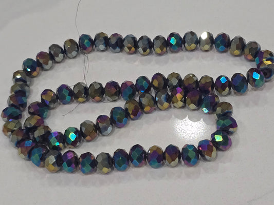 Glass rondelle beads 8mm- metallic black