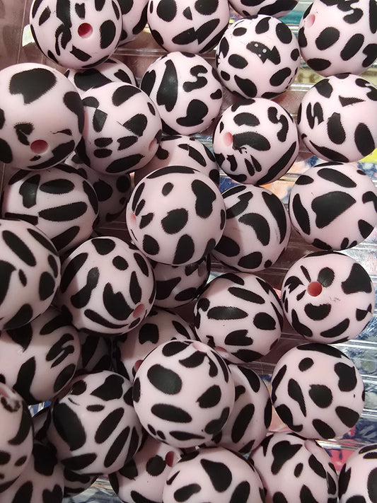15mm silicon beads- Pink Leopard