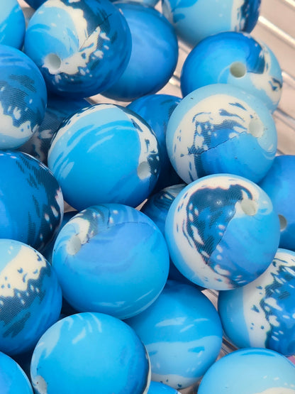 15mm silicon beads- Ocean blue
