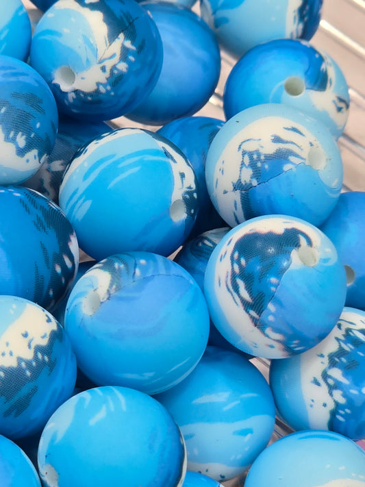 15mm silicon beads- Ocean blue
