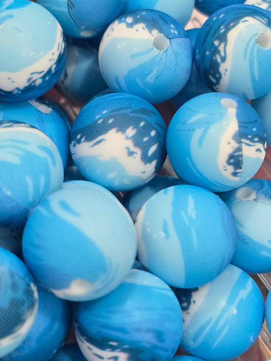 15mm silicon beads- Ocean blue