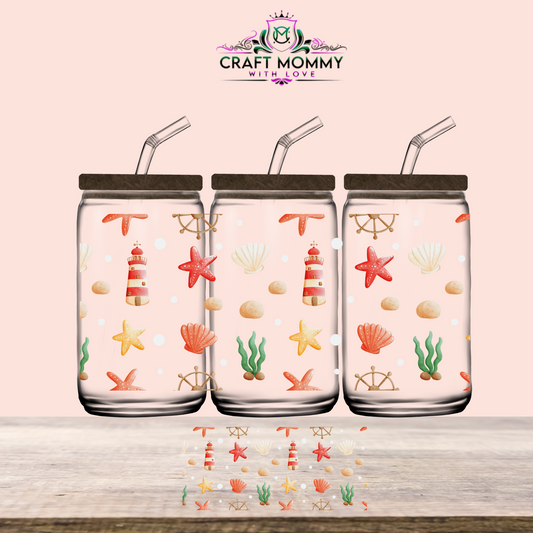 Peach under the sea - UV DTF WRAP 16oz