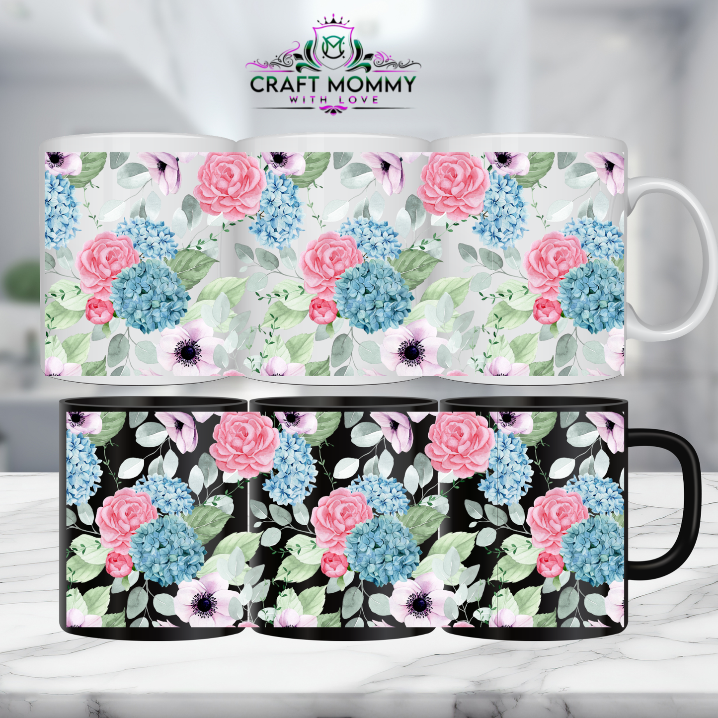 Floral 1 - 11oz mug UV DTF Mug wrap