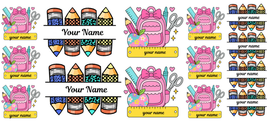 Back pack and pencil Name Stickers  UV DTF (custom 1 name per sheet)