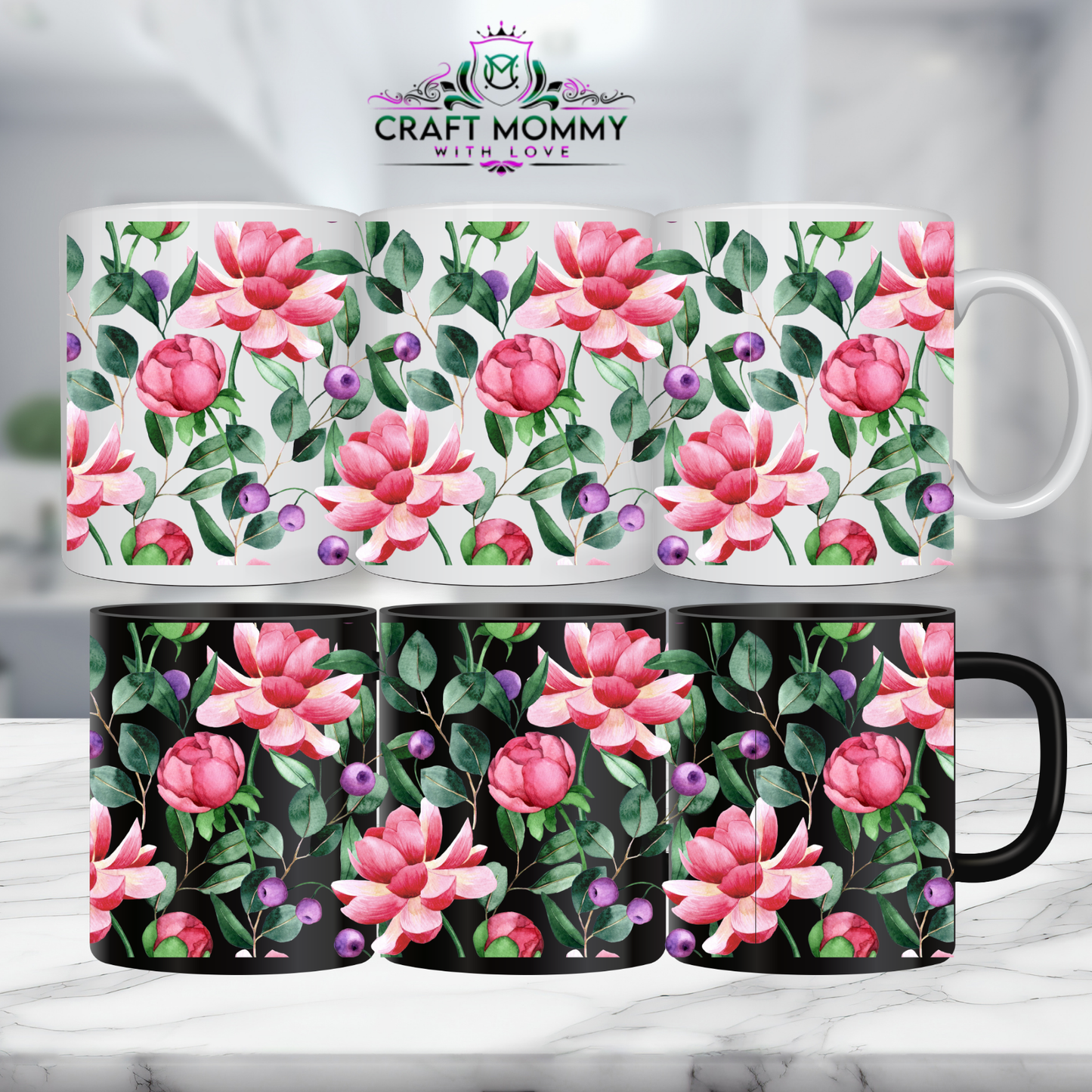 Floral 32- 11oz mug UV DTF Mug wrap