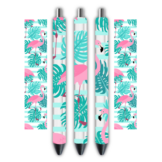 Teal Flamingo Summer - Pen wrap 1.3 x 4.3 inches