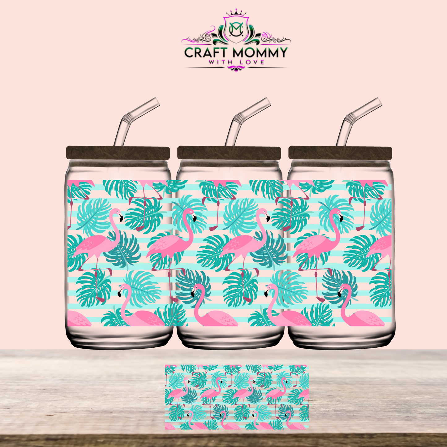 Flamingo Pink  - UV DTF WRAP 16oz