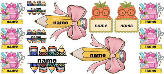 Girly Name Stickers  UV DTF (custom 1 name per sheet)