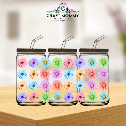 Pastel color flowers- UV DTF wrap