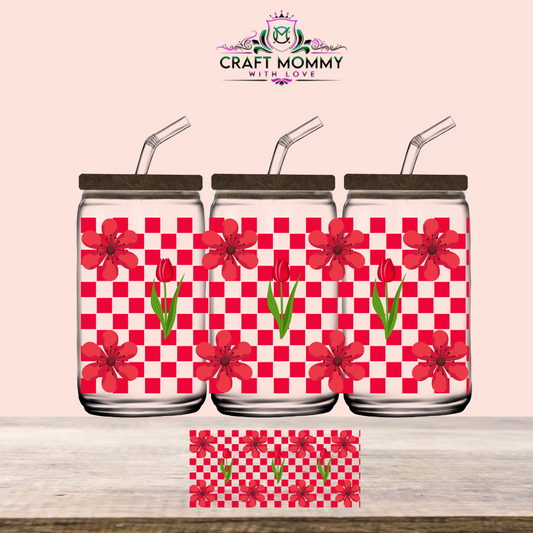 Red Flowers - UV DTF Wrap 16 oz