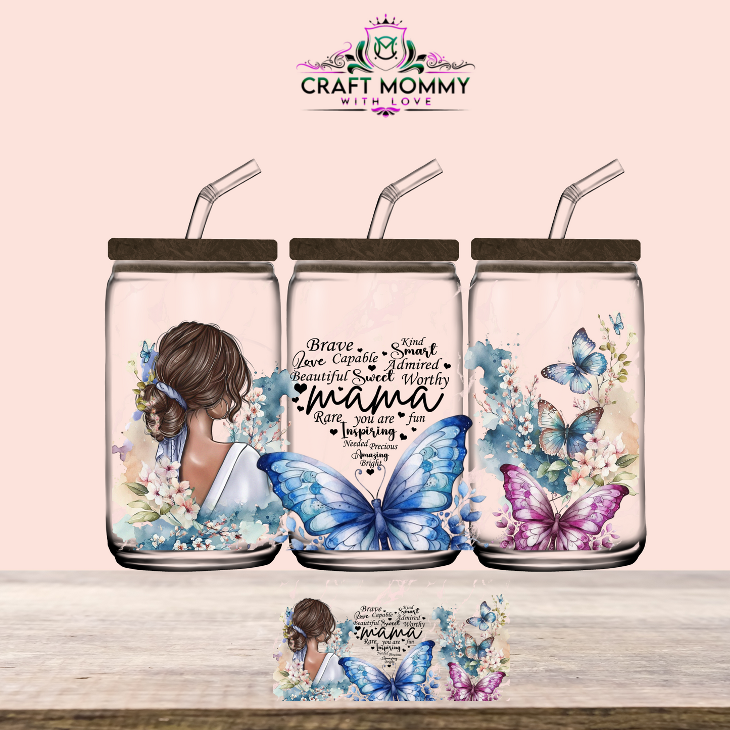 MAMA butterfly  - UV DTF Wrap 16 oz