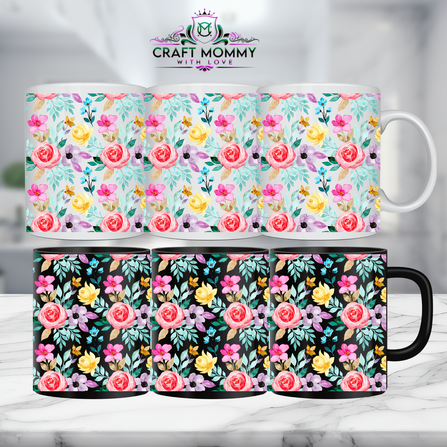 Floral 6 - 11oz mug UV DTF Mug wrap