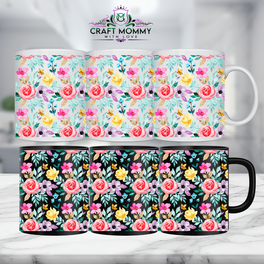 Floral 6 - 11oz mug UV DTF Mug wrap