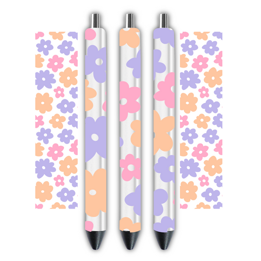 Floral retro- Pen wrap 1.3 x 4.3 inches