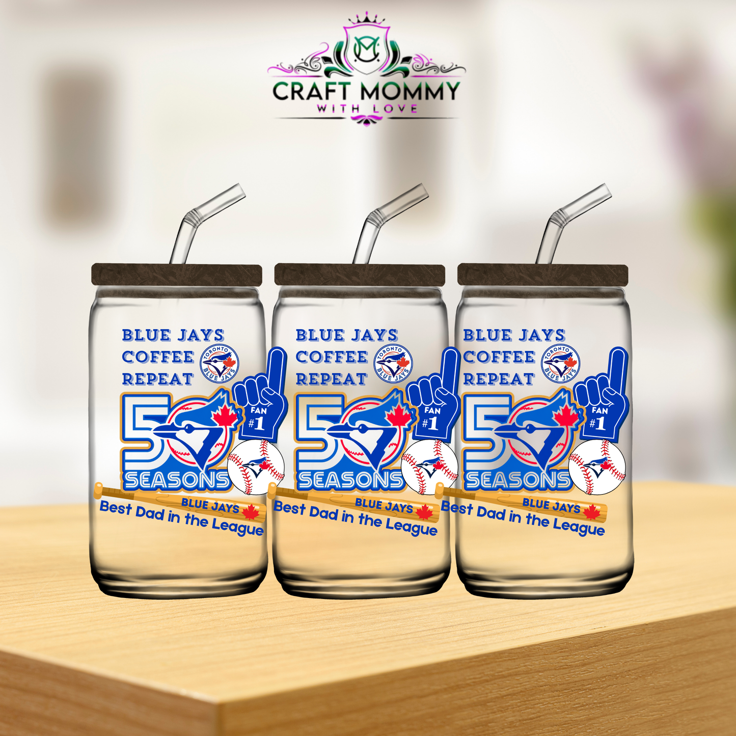 Blue Jays, coffee, repeat- 16oz UV DTF wrap