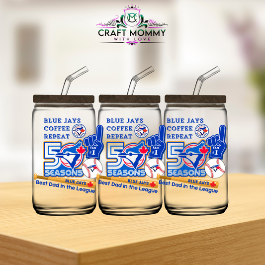 Blue Jays, coffee, repeat- 16oz UV DTF wrap