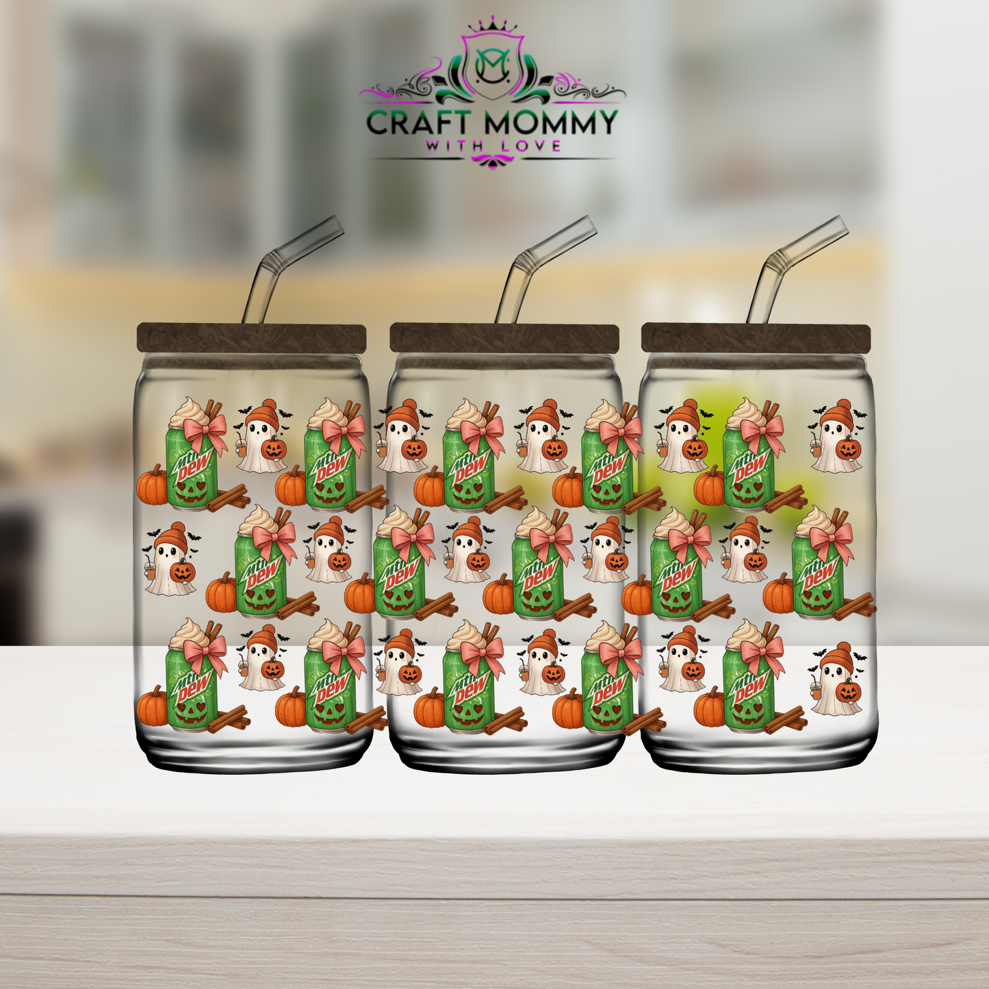 Mtn Dew Halloween-  16oz UV DTF wrap