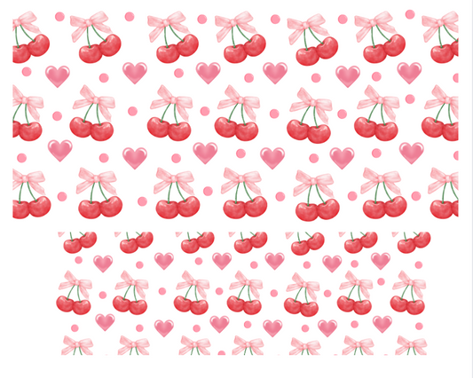 Tumbler Keychain Wrap - Cherry bow hearts