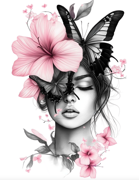 Beautiful Flower Butterfly girl -  DTF TRANSFER Prints