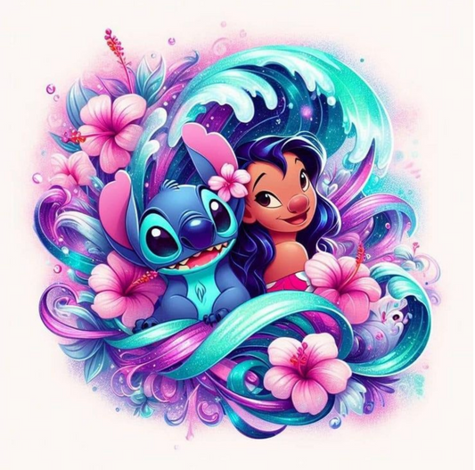 Lilo and Blue Alien floral -  DTF TRANSFER Prints