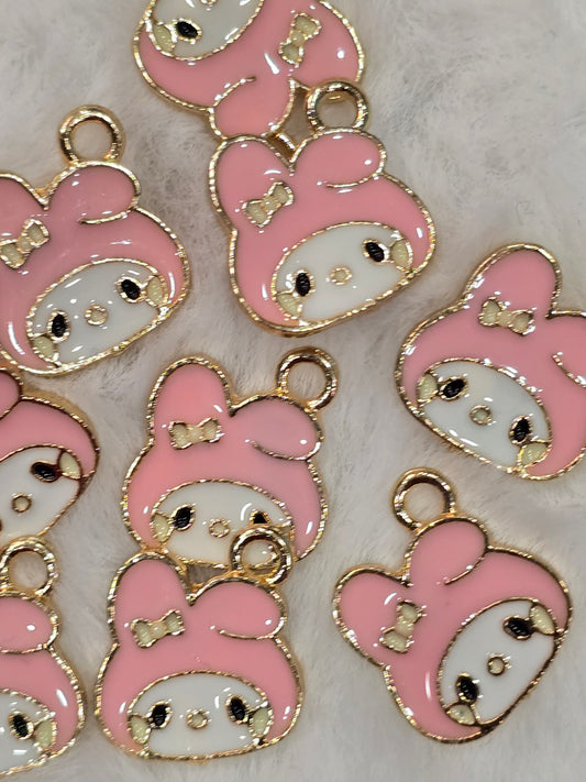 Pink Melo head- Metal pendant charms