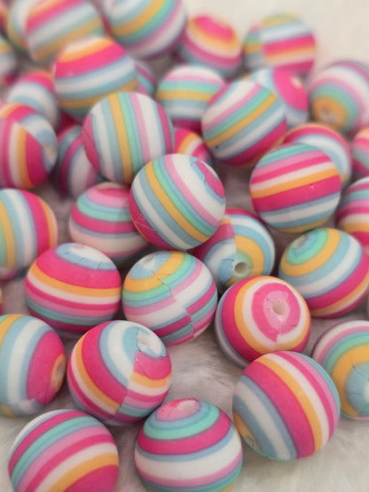15mm silicon beads pinky stripe