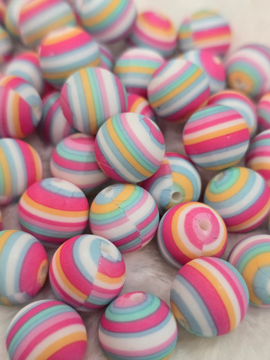 15mm silicon beads pinky stripe