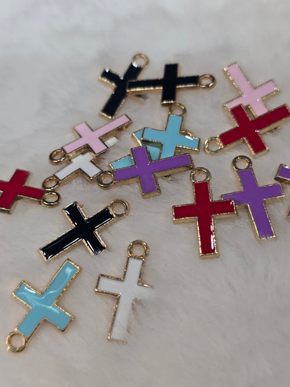 Cross colorful -Metal Charm Pendant