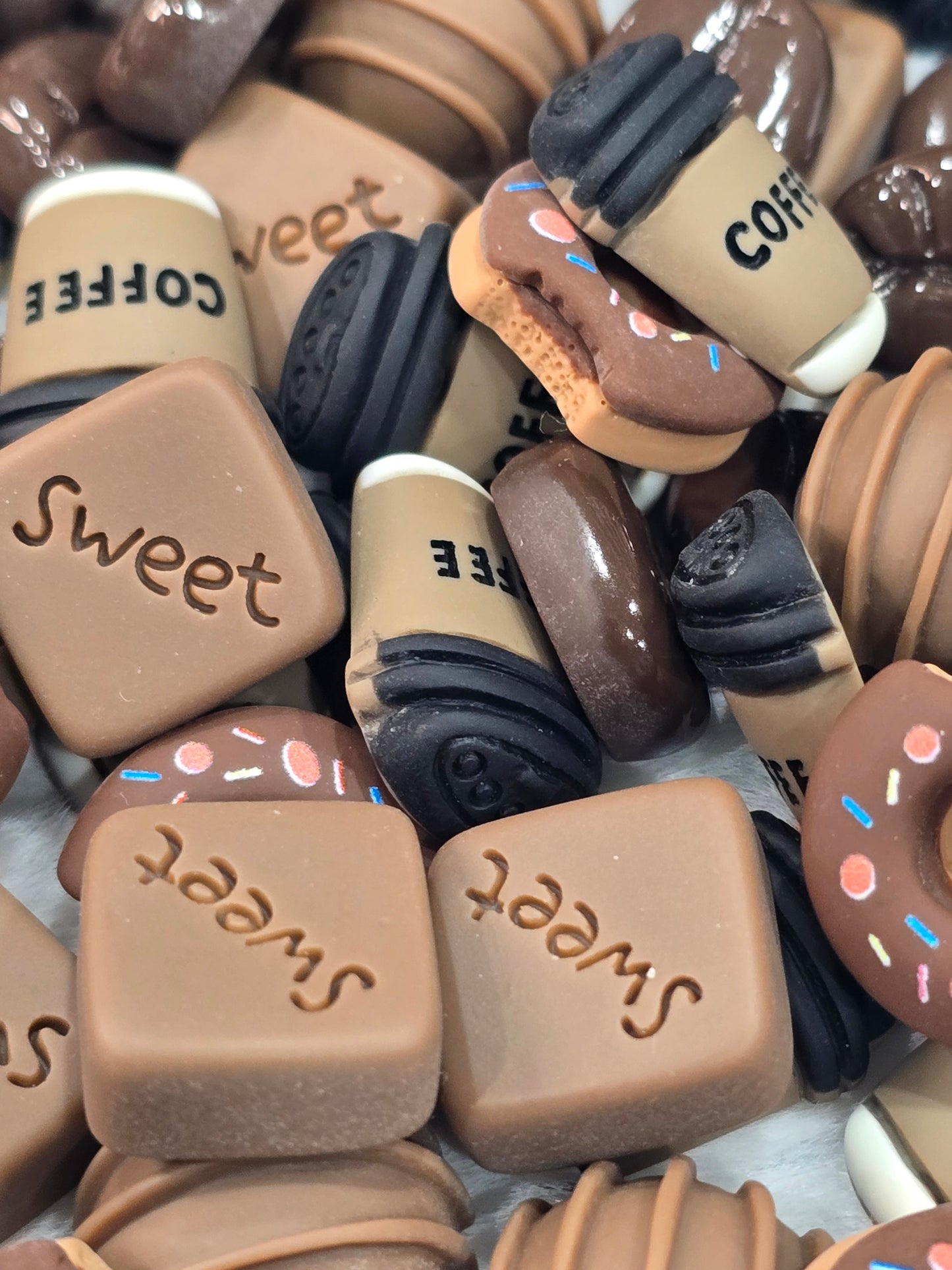 Coffee resin charms