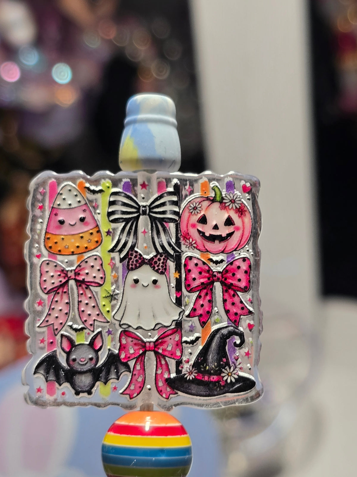 Acrylic Focal beads- ghost and bows