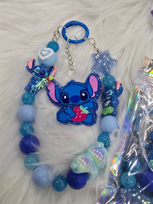 DIY Phone & Bag Keychain Kit – Blue Alien with acrylic