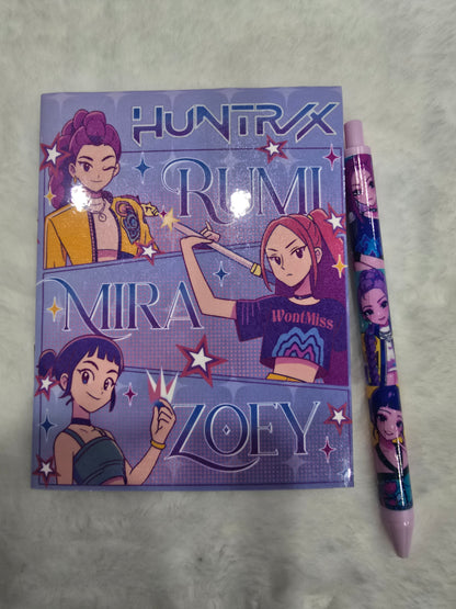 Handmade Kpop Huntrix Notebook and pen