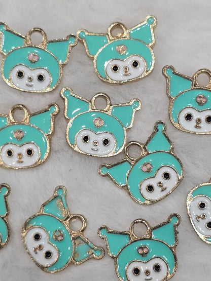 Kuko teal color- Metal pendant charms