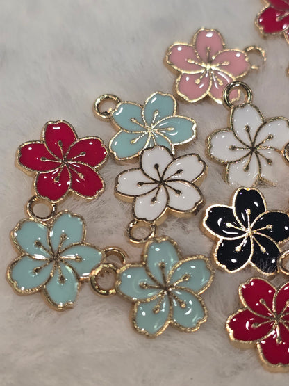 Floral  -Metal Charm Pendant