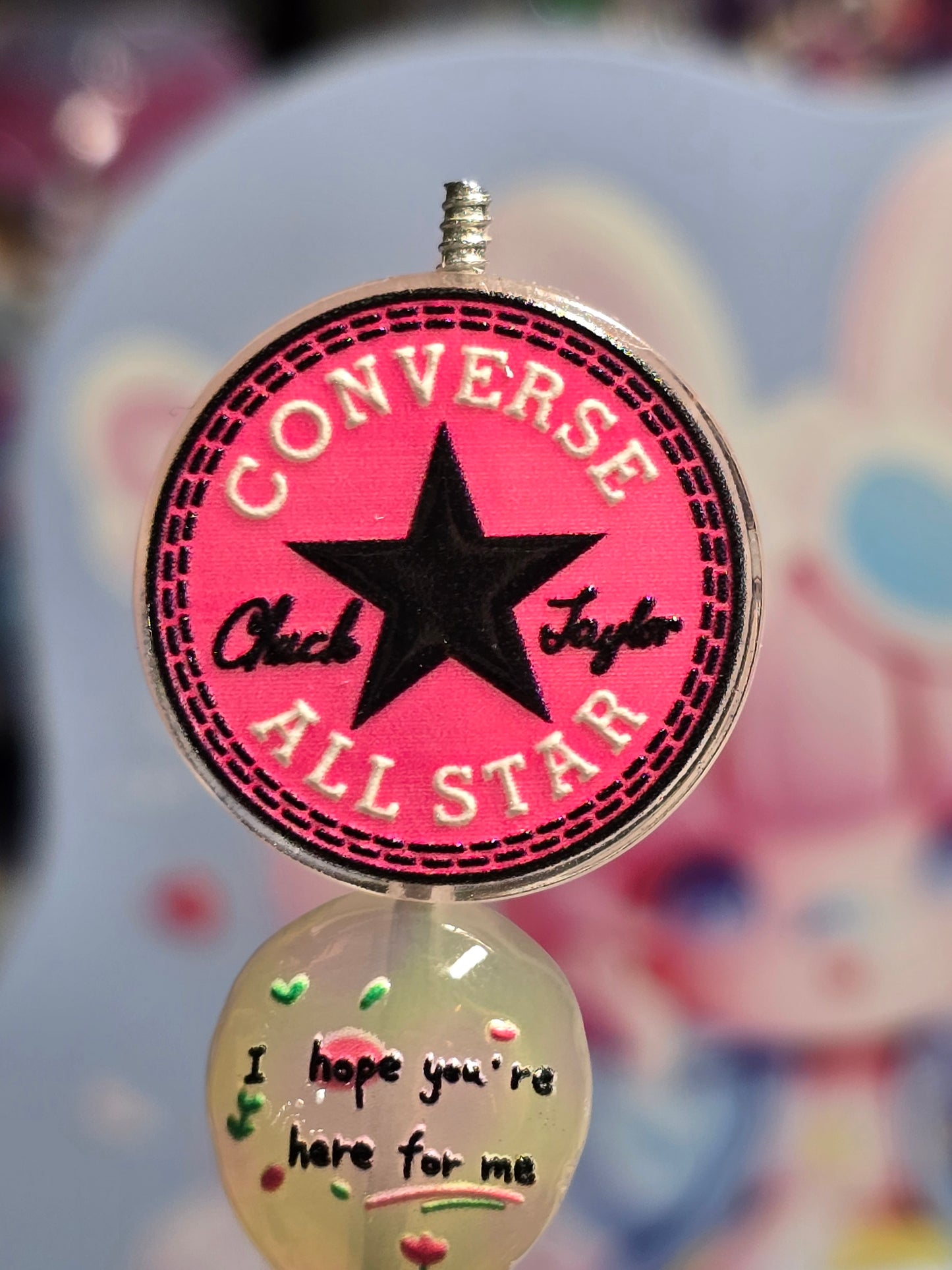 Acrylic Focal beads- converse pink