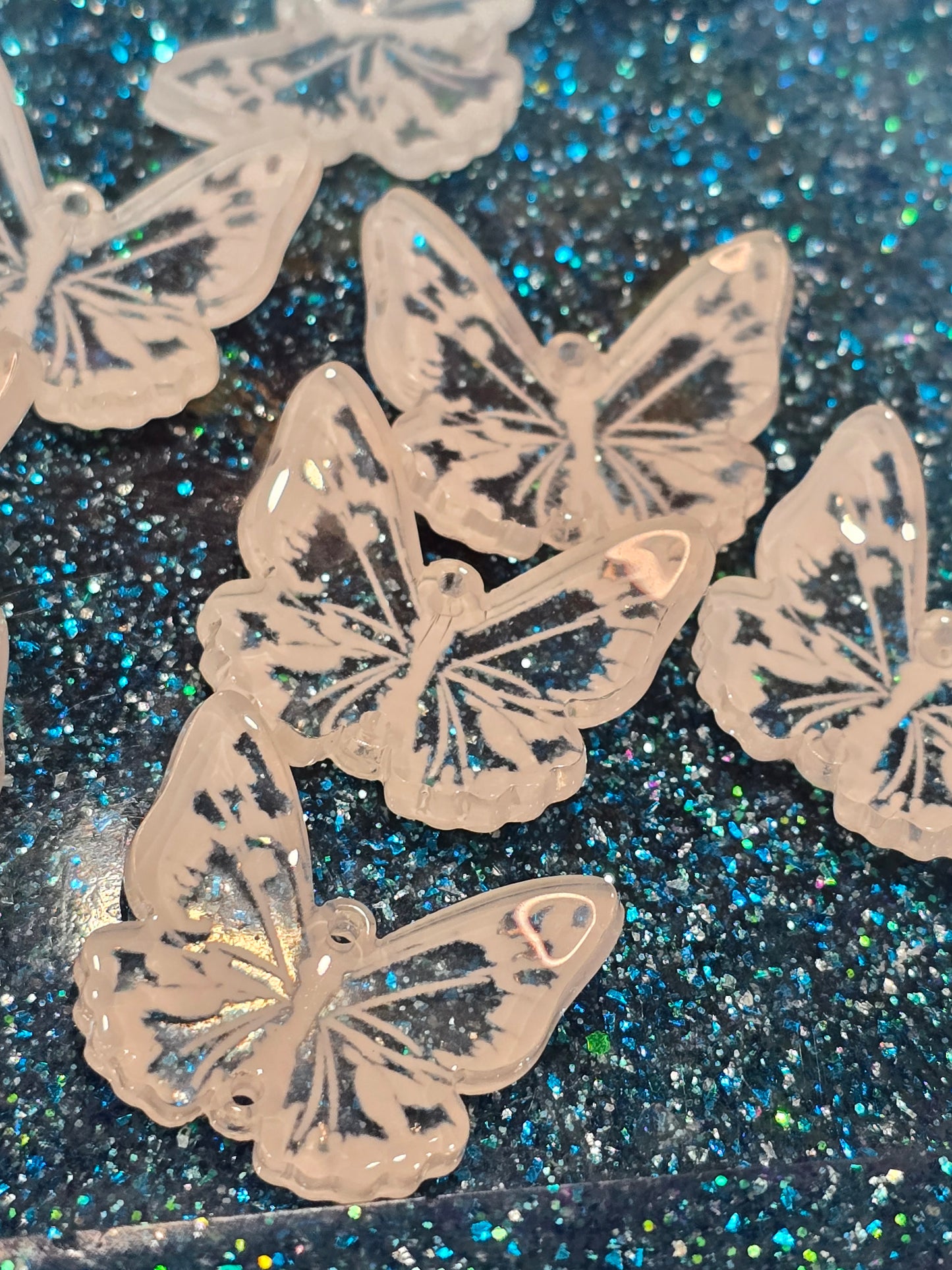 White Butterfly -Acrylic Charm Pendant