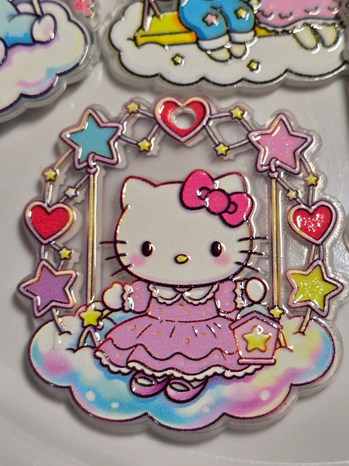 Acrylic Pendant: Sansan family on a swing