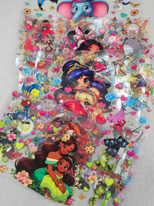 Princesses Mom and Daugther 15pcs UV DTF Wrap