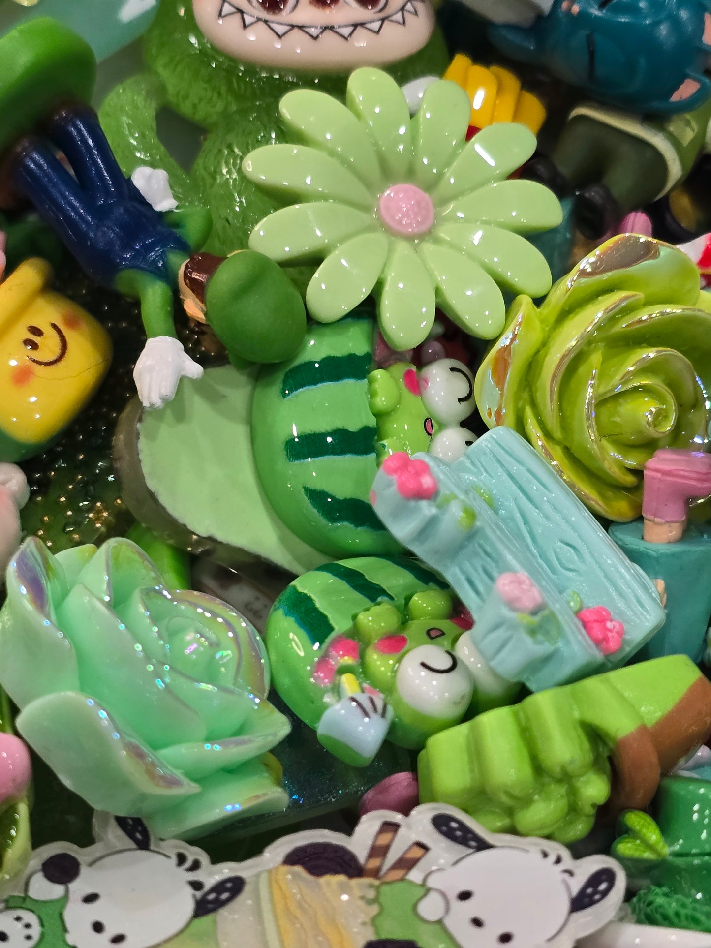 Green Mix Charms flat back