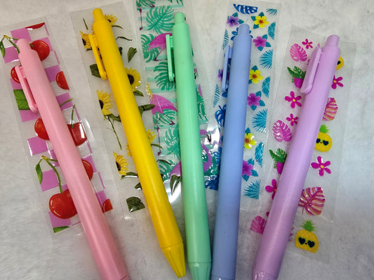 Pens with UV DTF pen wrap- tropical summer theme