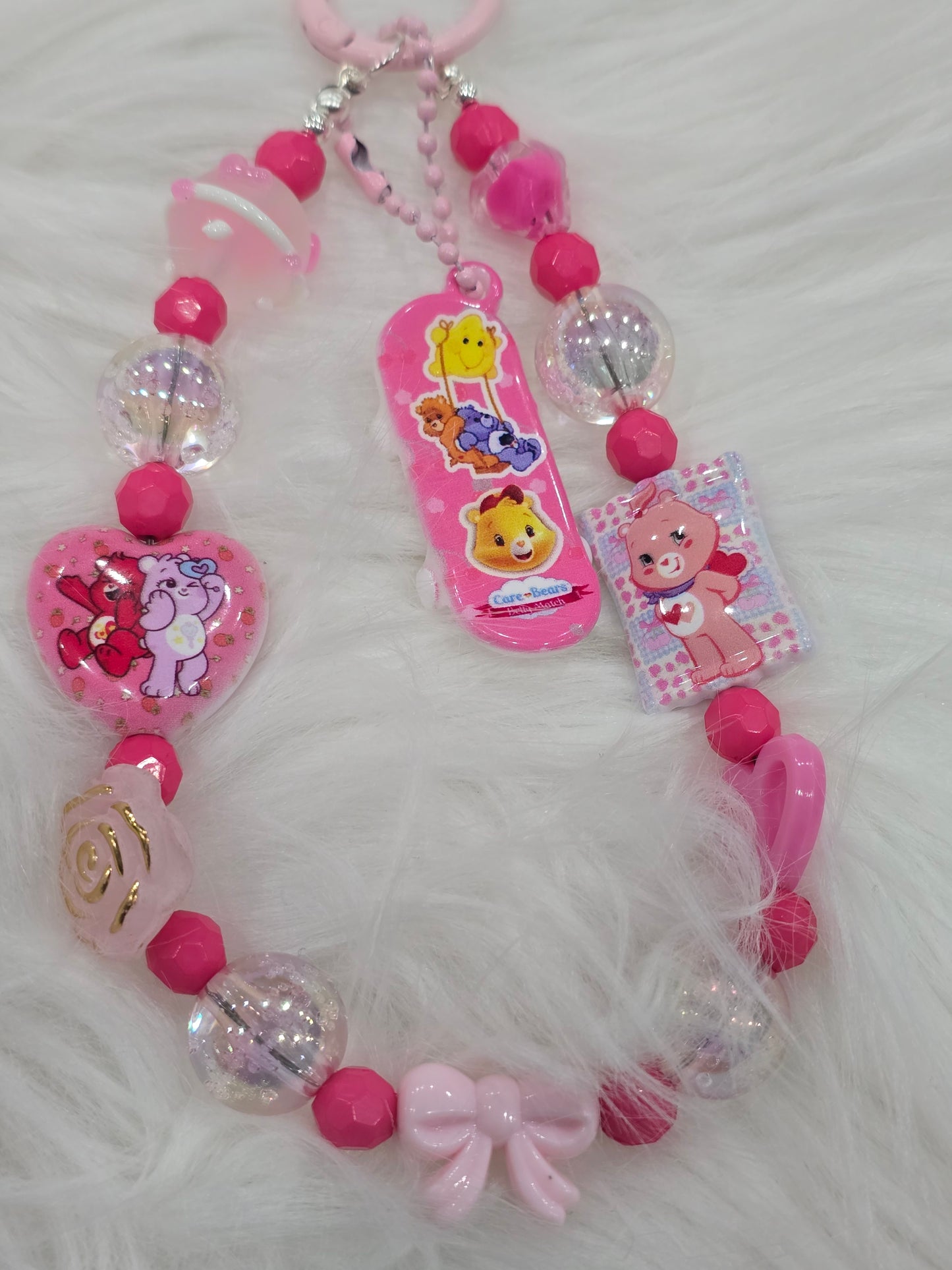 DIY Phone & Bag Keychain Kit - pink care bears