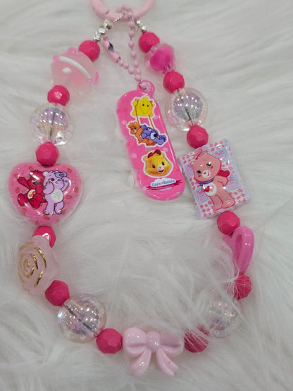 DIY Phone & Bag Keychain Kit - pink care bears