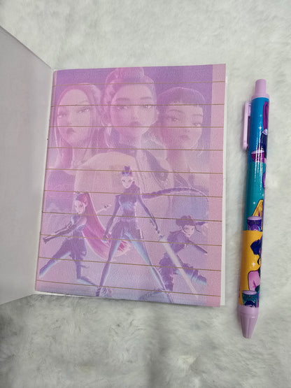 Handmade Kpop Huntrix Notebook and pen