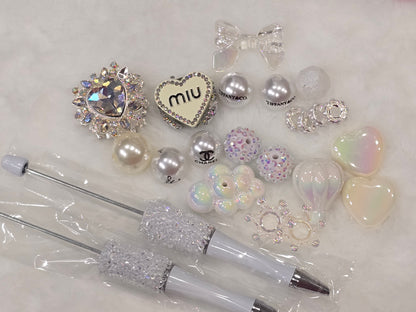 DIY Beadable pens Kit Fancy White