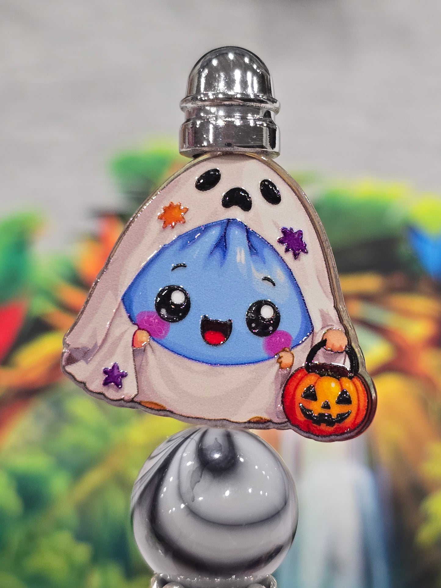 Acrylic Focal beads- Bao bun  halloween -white cute ghost