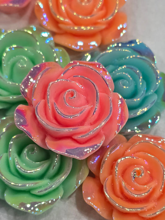 Pastel color Roses  -3D Acrylics Charms