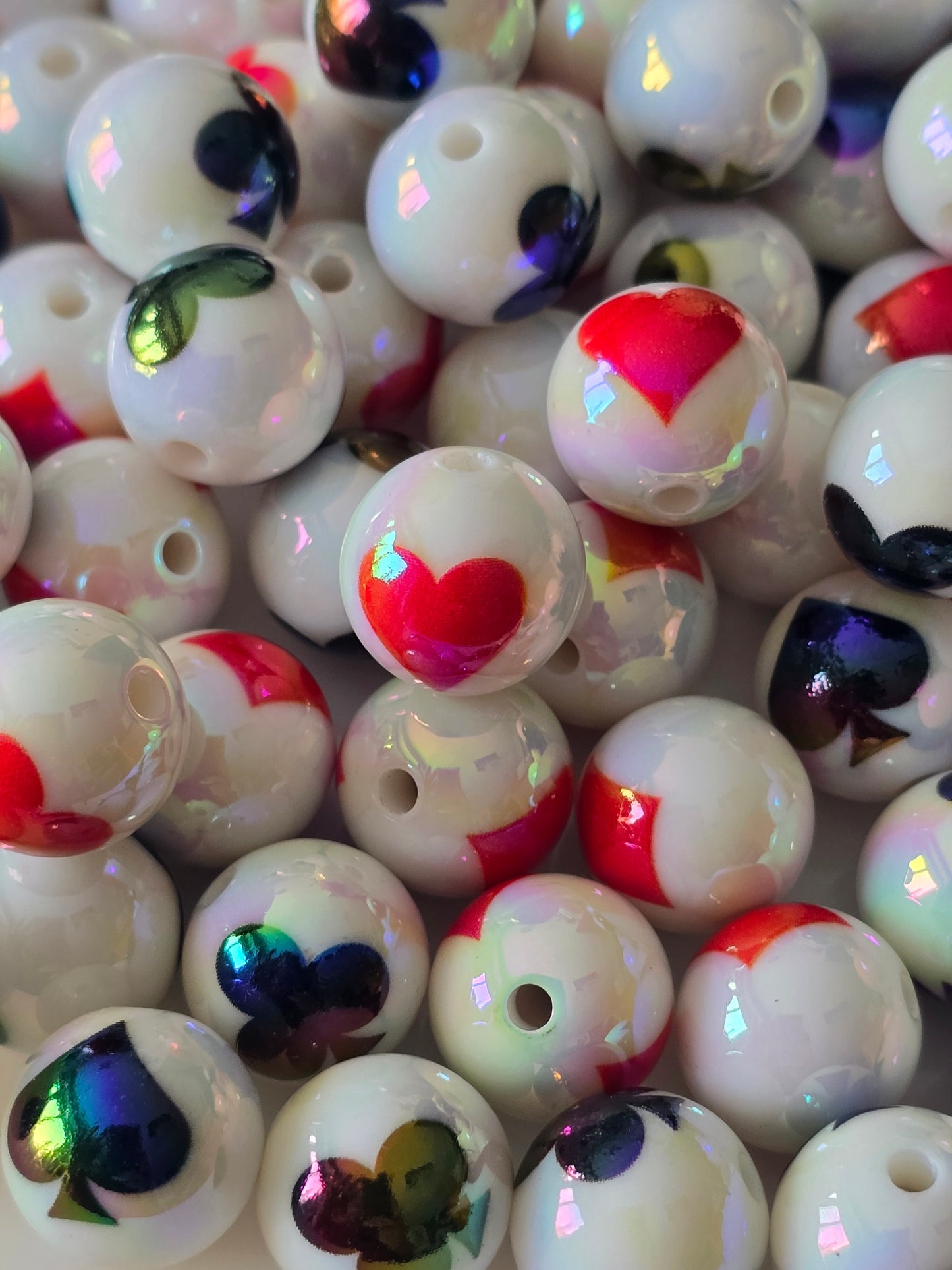 Acrylic beads 16mm hearts and queens